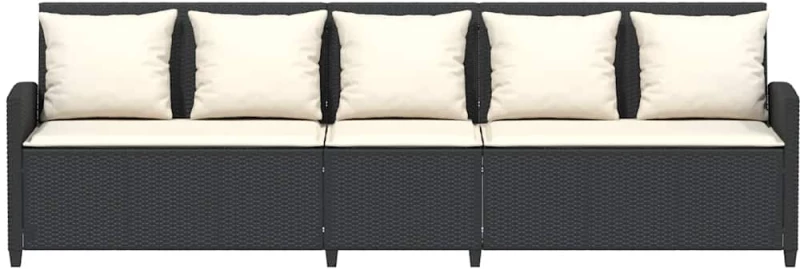 vidaXL Καναπές κήπου 5θέσιος με μαξιλάρια Μαύρο Poly Rattan