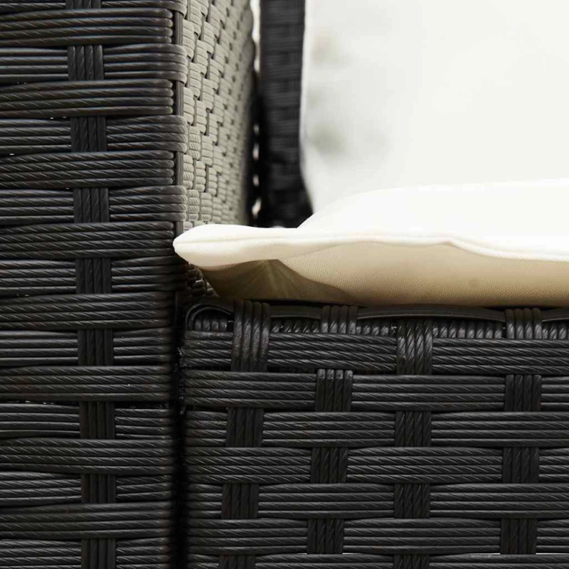 vidaXL Καναπές κήπου 5θέσιος με μαξιλάρια Μαύρο Poly Rattan