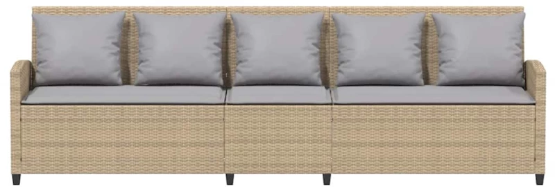 vidaXL Καναπές κήπου 5θέσιος με μαξιλάρια Μπεζ Poly Rattan
