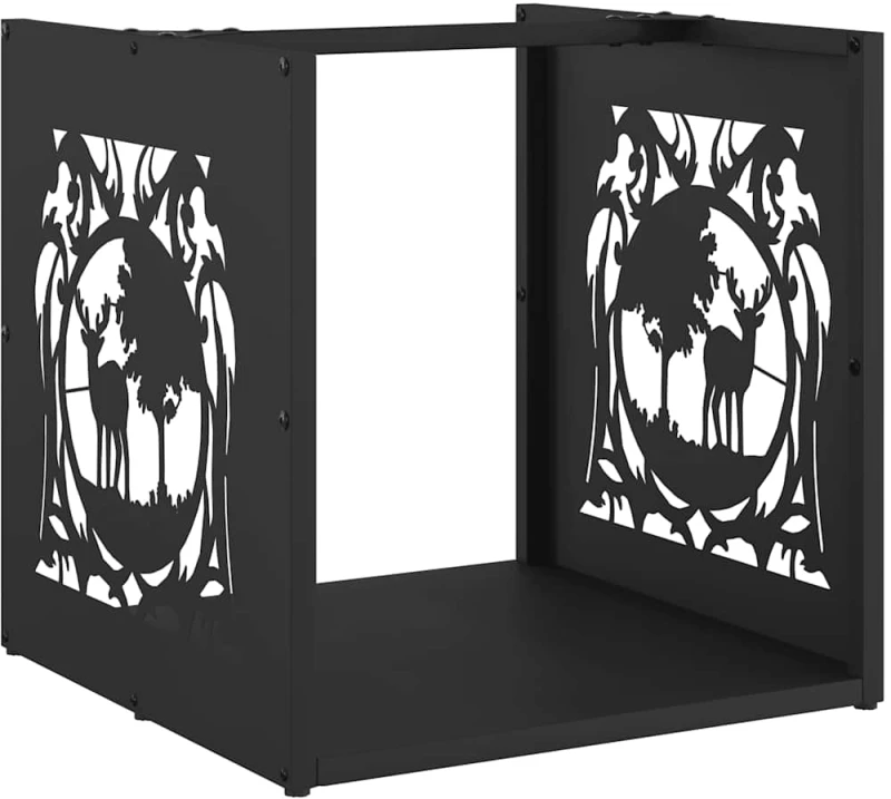 vidaXL Ράφι Καυσόξυλων Μαύρο 40x40x40 εκ. Χάλυβας ψυχρής έλασης