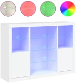 vidaXL Μπουφέδες με Φώτα LED 3 τεμ. Λευκοί από Επεξεργασμένο Ξύλο