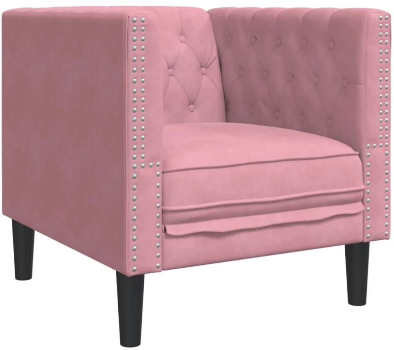 vidaXL Πολυθρόνα Chesterfield Ροζ Βελούδινη