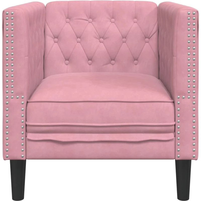 vidaXL Πολυθρόνα Chesterfield Ροζ Βελούδινη