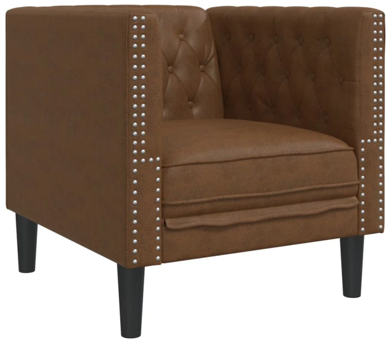 vidaXL Πολυθρόνα Chesterfield Καφέ από Συνθετικό Καστόρι