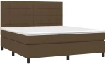 vidaXL Κρεβάτι Boxspring με Στρώμα & LED Σκ.Καφέ 160x200εκ. Υφασμάτινο