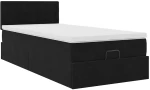 vidaXL Οθωμανικό κρεβάτι με στρώμα & LEDs Μαύρο 90x200cm Velvet