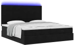 vidaXL Οθωμανικό κρεβάτι με στρώματα & LEDs Μαύρο 180x200cm Velvet