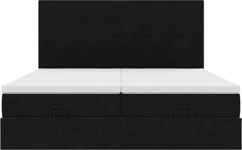 vidaXL Οθωμανικό κρεβάτι με στρώματα & LEDs Μαύρο 180x200cm Velvet