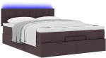 vidaXL Οθωμανικό κρεβάτι με στρώμα & LEDs Σκούρο καφέ 140x200cm ύφασμα