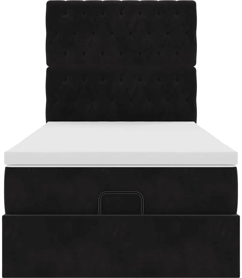 vidaXL Οθωμανικό κρεβάτι με στρώματα Μαύρο 90x200cm Velvet