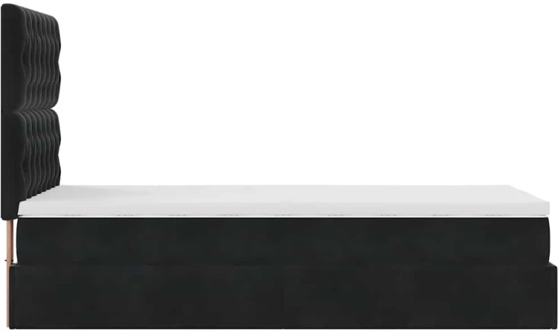 vidaXL Οθωμανικό κρεβάτι με στρώματα Μαύρο 90x200cm Velvet