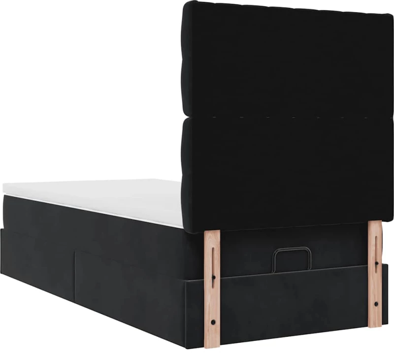 vidaXL Οθωμανικό κρεβάτι με στρώματα Μαύρο 90x200cm Velvet