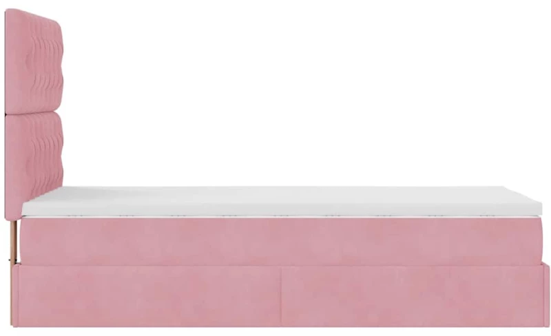 vidaXL Οθωμανικό κρεβάτι με στρώματα ροζ 90x200cm Velvet