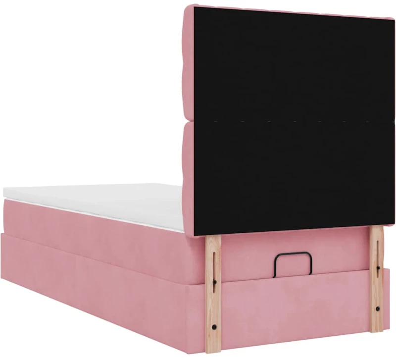 vidaXL Οθωμανικό κρεβάτι με στρώματα ροζ 90x200cm Velvet