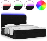 vidaXL Οθωμανικό κρεβάτι με στρώματα & LEDs Μαύρο 180x200cm Velvet