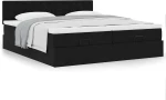 vidaXL Οθωμανικό κρεβάτι με στρώματα Μαύρο 180x200cm Velvet