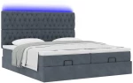 vidaXL Οθωμανικό κρεβάτι με στρώματα & LEDs Σκούρο γκρι Velvet