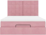 vidaXL Οθωμανικό κρεβάτι με στρώματα Ροζ 140x200cm Βελούδο