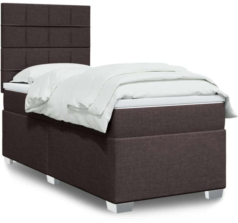 vidaXL Κρεβάτι Boxspring με Στρώμα Σκούρο Καφέ 80x200 εκ. Υφασμάτινο