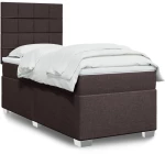 vidaXL Κρεβάτι Boxspring με Στρώμα Σκούρο Καφέ 80x200 εκ. Υφασμάτινο