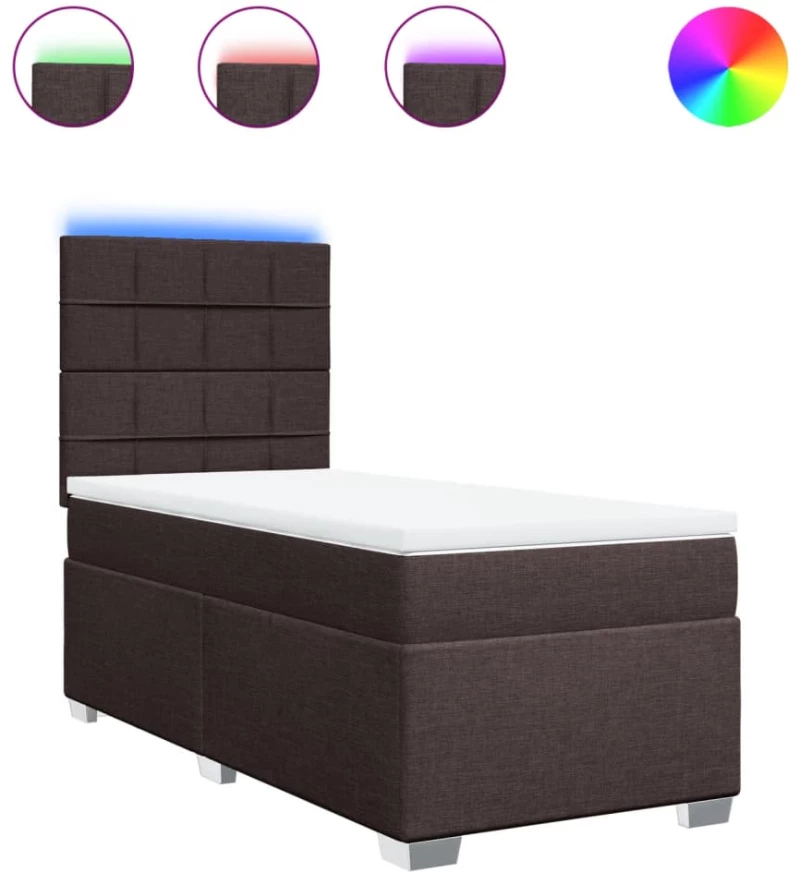 vidaXL Κρεβάτι Boxspring με Στρώμα Σκούρο Καφέ 80x200 εκ. Υφασμάτινο