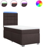 vidaXL Κρεβάτι Boxspring με Στρώμα Σκούρο Καφέ 80x200 εκ. Υφασμάτινο