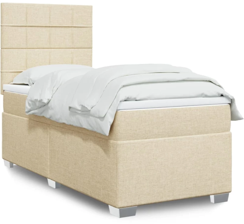 vidaXL Κρεβάτι Boxspring με Στρώμα Κρεμ 80 x 200 εκ. Υφασμάτινο