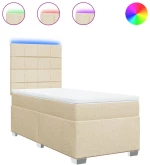vidaXL Κρεβάτι Boxspring με Στρώμα Κρεμ 80 x 200 εκ. Υφασμάτινο