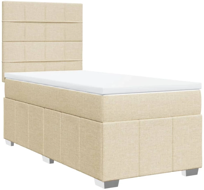 vidaXL Κρεβάτι Boxspring με Στρώμα Κρεμ 80 x 200 εκ. Υφασμάτινο
