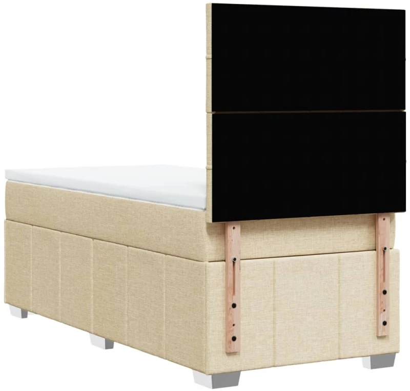 vidaXL Κρεβάτι Boxspring με Στρώμα Κρεμ 80 x 200 εκ. Υφασμάτινο