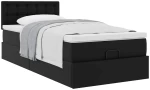 vidaXL Οθωμανικό κρεβάτι με στρώμα Μαύρο 90x190cm Faux Leather