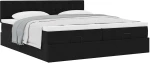 vidaXL Οθωμανικό κρεβάτι με στρώματα Μαύρο 160x200cm Velvet