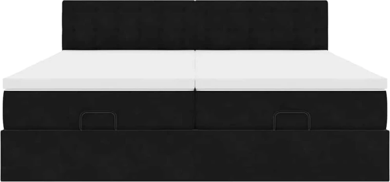 vidaXL Οθωμανικό κρεβάτι με στρώματα Μαύρο 160x200cm Velvet