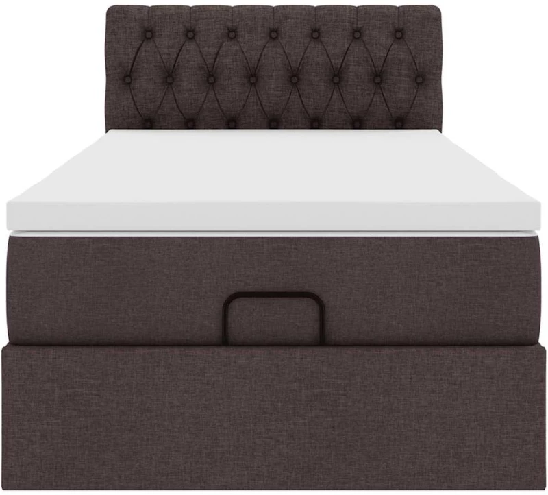 vidaXL Οθωμανικό κρεβάτι με στρώμα σκούρο καφέ 90x190cm ύφασμα