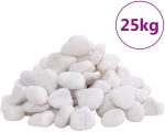 vidaXL Βότσαλα Γυαλισμένα Λευκά 25 κ. 2-5 εκ.