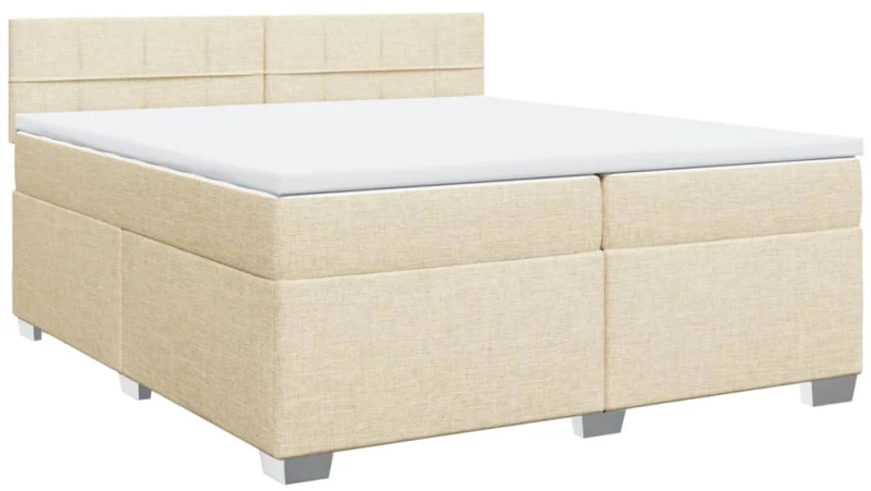 vidaXL Κρεβάτι Boxspring με Στρώμα Κρεμ 200x200 εκ. Υφασμάτινο