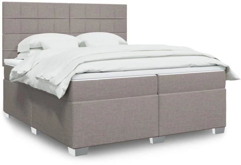 vidaXL Κρεβάτι Boxspring με Στρώμα Taupe 200x200 εκ. Υφασμάτινο