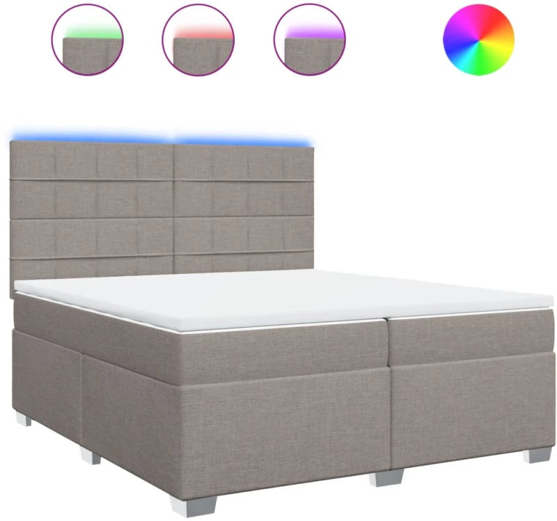 vidaXL Κρεβάτι Boxspring με Στρώμα Taupe 200x200 εκ. Υφασμάτινο