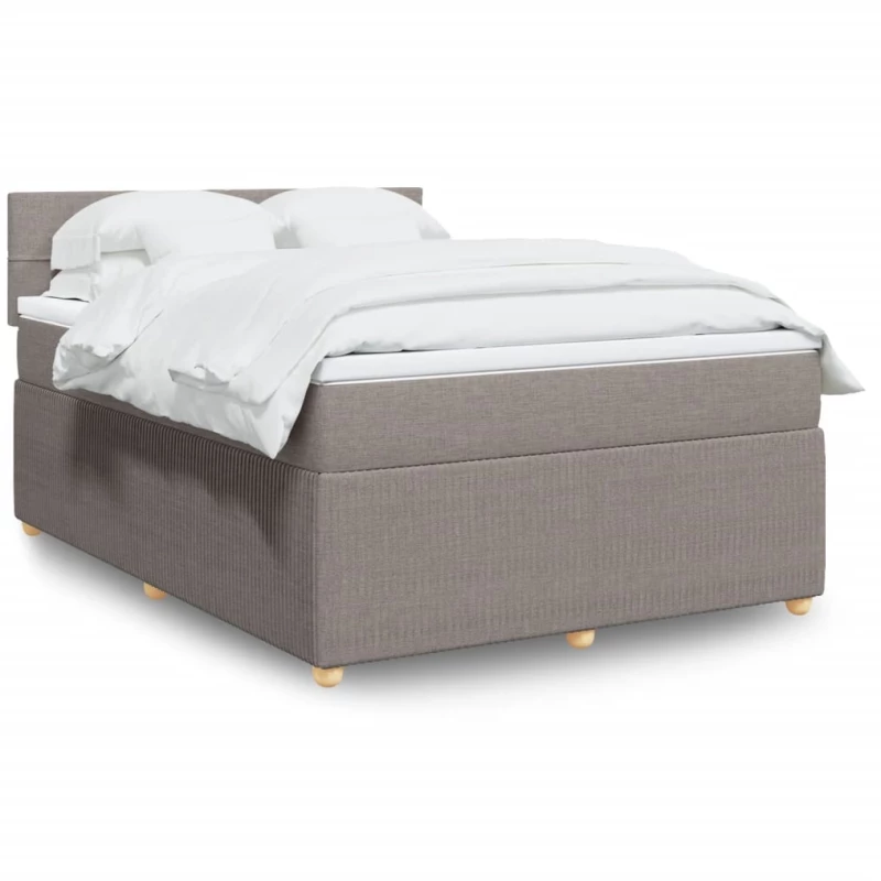 vidaXL Κρεβάτι Boxspring με Στρώμα Taupe 160x200 εκ. Υφασμάτινο