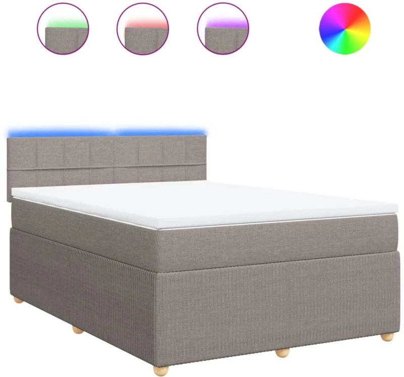 vidaXL Κρεβάτι Boxspring με Στρώμα Taupe 160x200 εκ. Υφασμάτινο