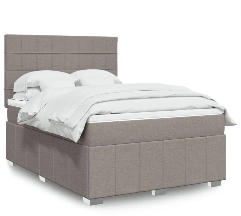 vidaXL Κρεβάτι Boxspring με Στρώμα Taupe 160x200 εκ. Υφασμάτινο