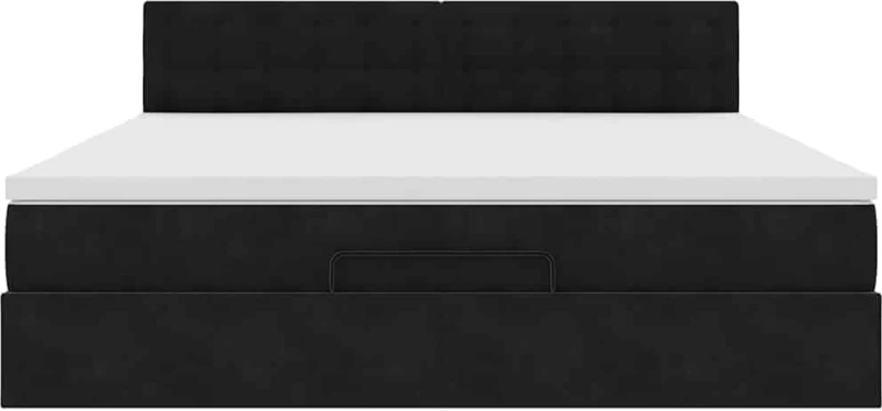 vidaXL Οθωμανικό κρεβάτι με στρώμα Μαύρο 180x200cm Velvet