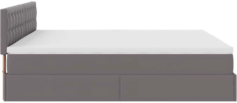 vidaXL Οθωμανικό κρεβάτι με στρώματα & LEDs Γκρι Faux Leather