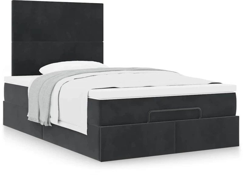 vidaXL Οθωμανικό κρεβάτι με στρώματα Μαύρο 120x200cm Velvet