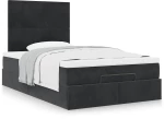 vidaXL Οθωμανικό κρεβάτι με στρώματα Μαύρο 120x200cm Velvet
