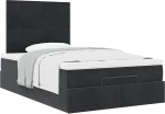 vidaXL Οθωμανικό κρεβάτι με στρώματα Μαύρο 120x200cm Velvet