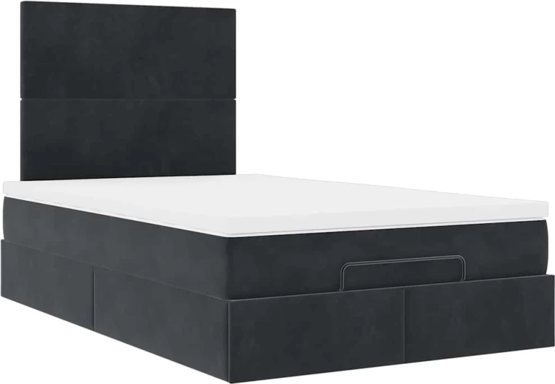 vidaXL Οθωμανικό κρεβάτι με στρώματα Μαύρο 120x200cm Velvet