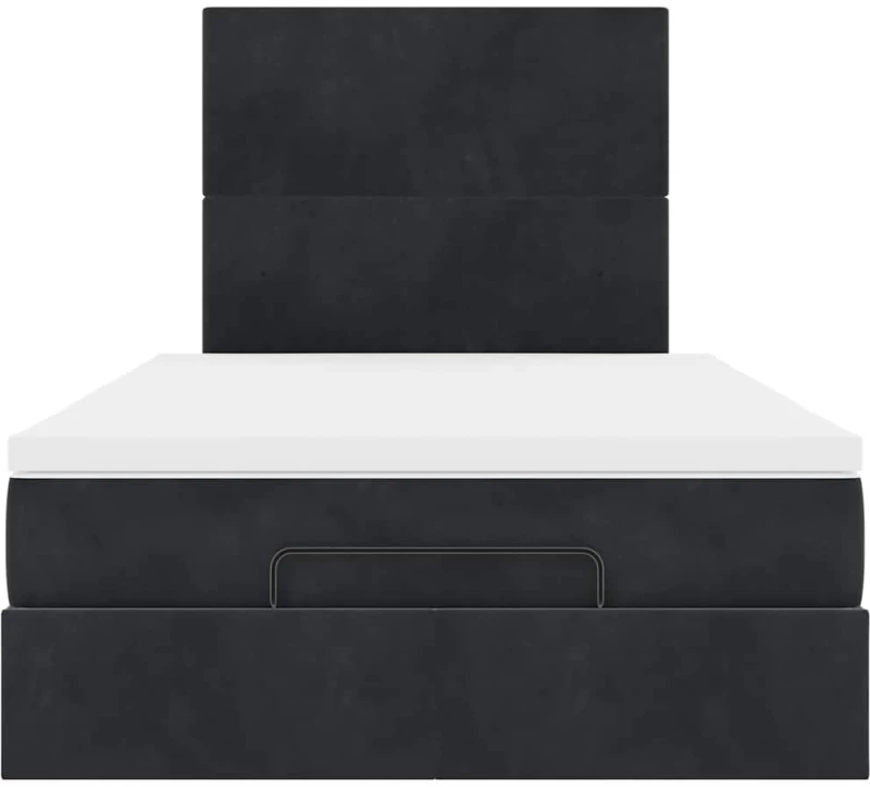 vidaXL Οθωμανικό κρεβάτι με στρώματα Μαύρο 120x200cm Velvet