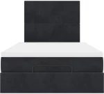 vidaXL Οθωμανικό κρεβάτι με στρώματα Μαύρο 120x200cm Velvet