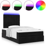 vidaXL Οθωμανικό κρεβάτι με στρώματα & LEDs Μαύρο 120x200cm Velvet